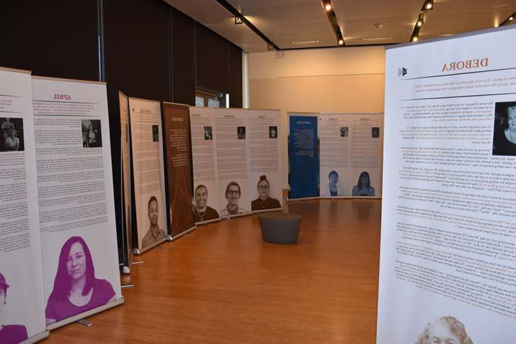 A student browsing the gallery at the event.